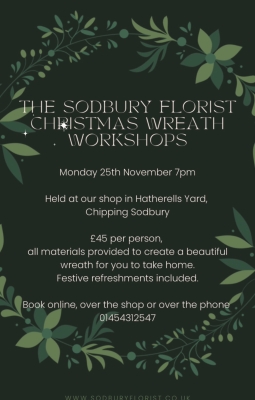 Monday 25th November 7pm Christmas wreath workshop